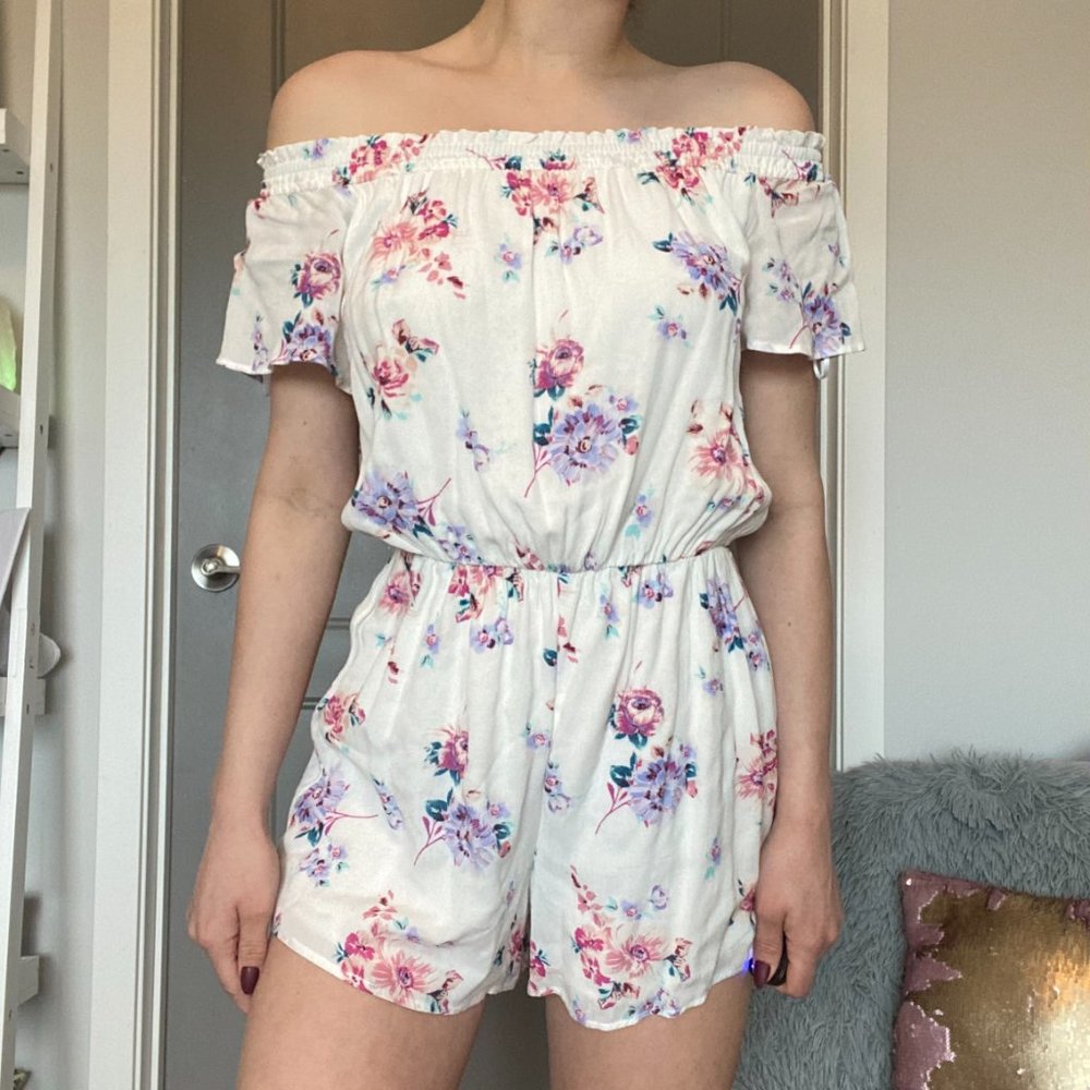White Off-The-Shoulder Romper
